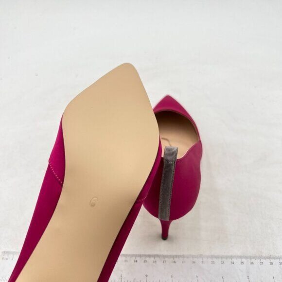 FSJ Hot Pink Pointed Toe Pumps Kitten Heels Slip On Contrast Party Dress Shoes - Picture 5 of 7